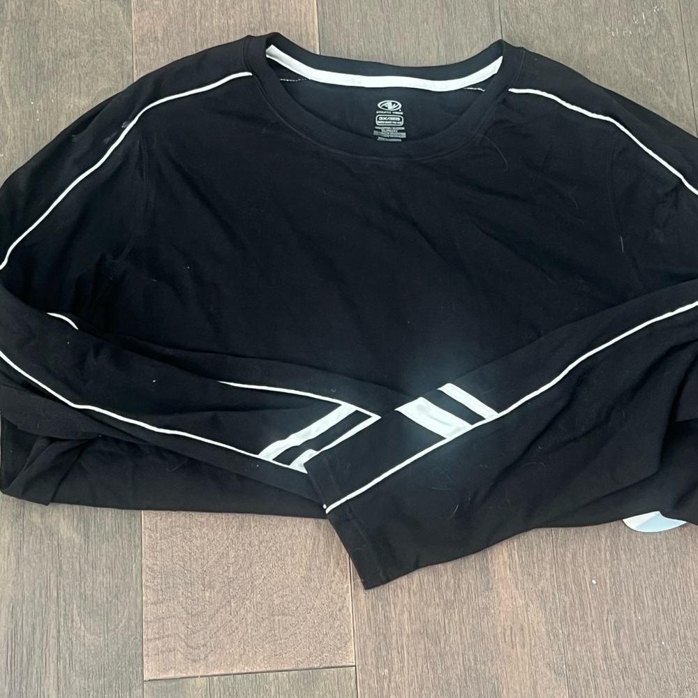 Black Long Sleeve Top with White Trim athletic top